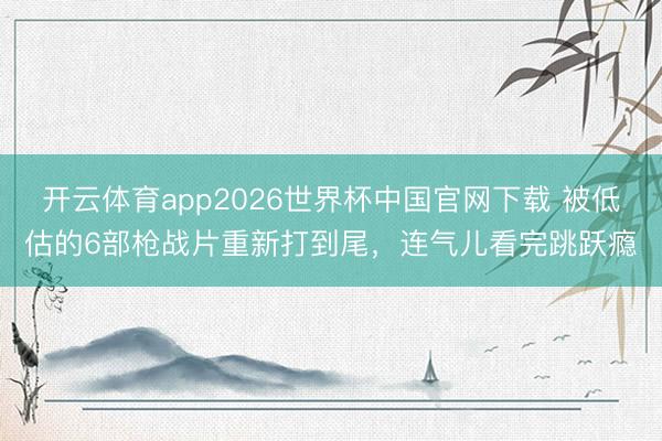 开云体育app2026世界杯中国官网下载 被低估的6部枪战片重新打到尾，连气儿看完跳跃瘾
