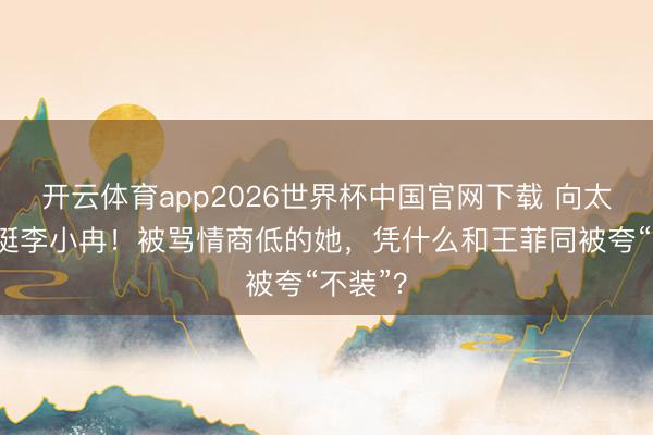 开云体育app2026世界杯中国官网下载 向太9字力挺李小冉！被骂情商低的她，凭什么和王菲同被夸“不装”？