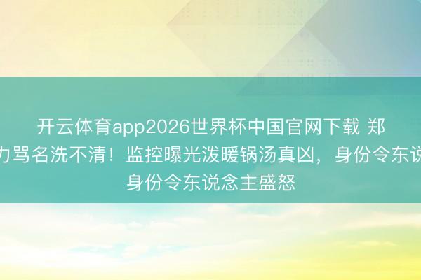 开云体育app2026世界杯中国官网下载 郑恺三年暴力骂名洗不清！监控曝光泼暖锅汤真凶，身份令东说念主盛怒