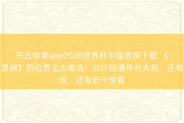 开云体育app2026世界杯中国官网下载 《良陈好意思锦》四位男主太难选！此沙扮演年长大叔，还有若干惊喜