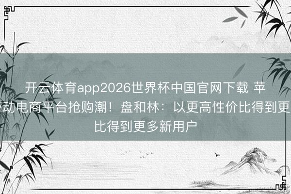 开云体育app2026世界杯中国官网下载 苹果降价带动电商平台抢购潮!盘和林:以更高性价比得到更多新用户